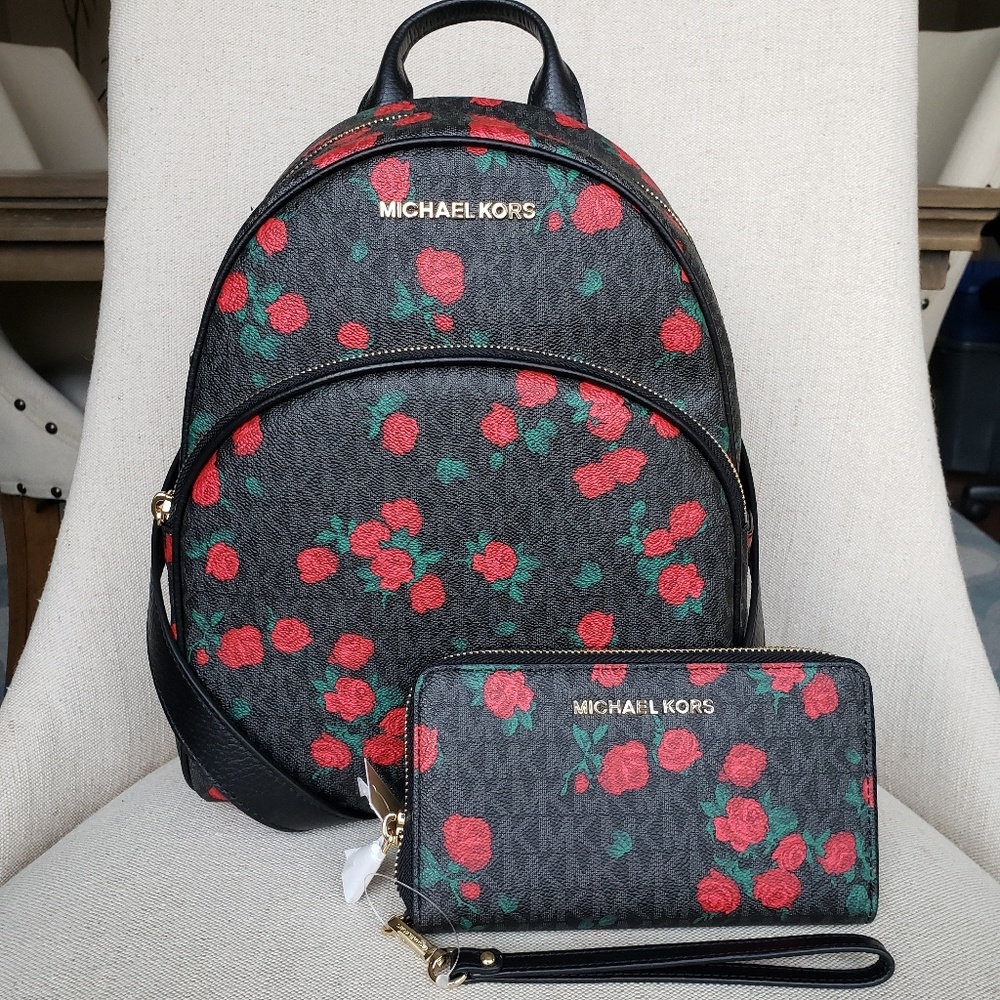 SOLD Michael Kors backpack and Wallet set Black